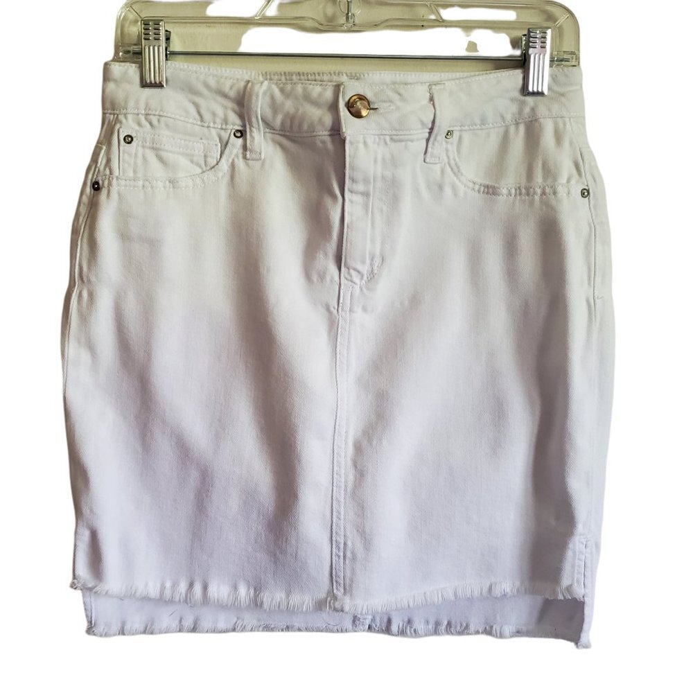 Joe's White Jean Field Raw Hem Skirt